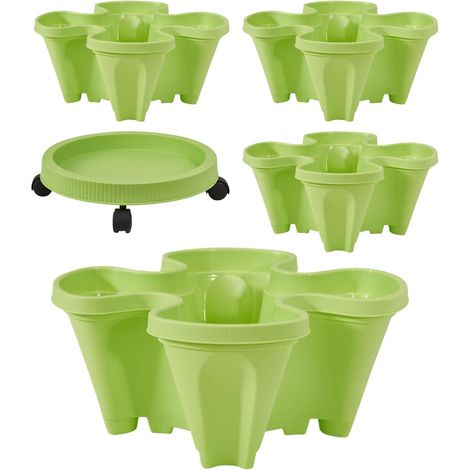 Garten Blumentopf 4 stapelbare Gartentöpfe mit abnehmbarem