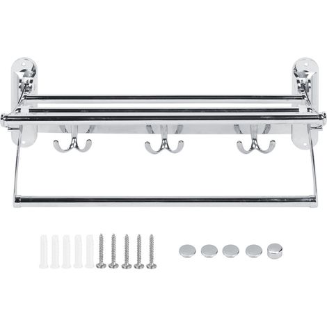 Porte-serviettes mural pliable acier inoxydable rangement (1/4)