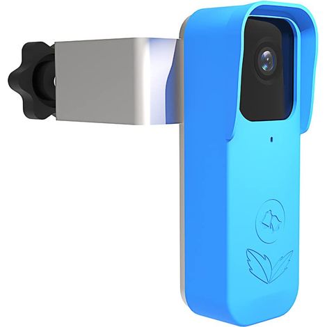 Doorbell Door Holder, Silicone with Parasol, Dust Protection, No-Drill Mounting Bracket for Video Doorbell Cover Holder (Flashing, Blue) A363 (1/5)