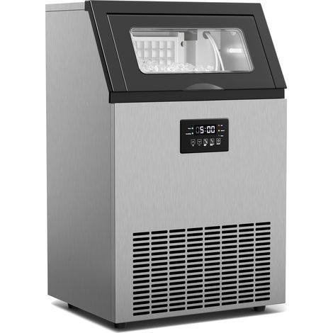 Klarstein Glacial Machine à Glaçons Industrielle - 55 kg/24 h, Compresseur 400 W, Bac 15 kg, Écran LED Multitouch, Auto-Nettoyage, Fenêtre de Visualisation, Acier Inoxydable, Usage Commercial