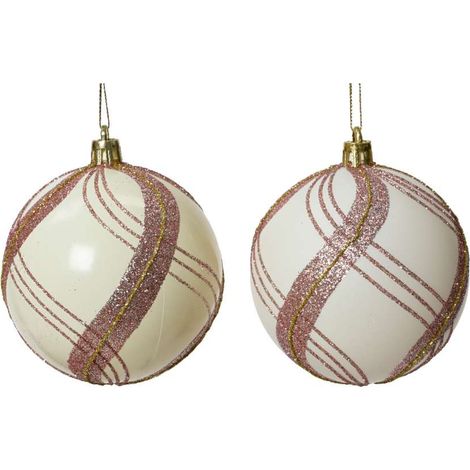 Sfera righe rosa  e oro glitter