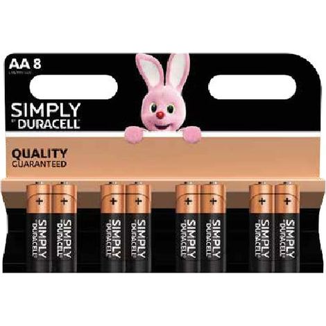 BATTERIE DURACELL ALKALINE SIMPLY """AA MN1500"""(BL.8PZ) STILO