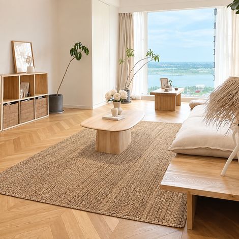 Tapis en Jute Naturelle Modèle Jiuzhi - Collection Colorée Dimensions DIY au Mètre Carré 2,9 kg – Livraison gratuite