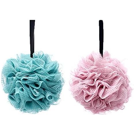 2 pcs Bain Douche Éponge éponges de bain exfoliantes,Fleurs de Bain Éponge de Douche aux hommes et aux femmes pour exfolier- (1/2)