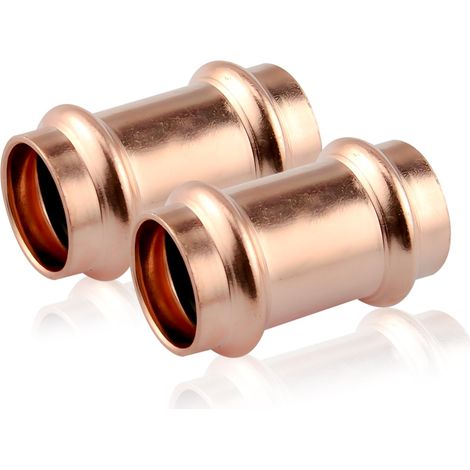 Lot de 2 manchons pressés en cuivre de 15 mm (1/4)