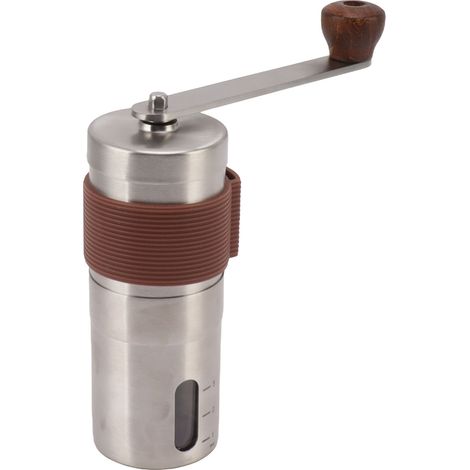 Moulin à café manuel portable en acier inoxydable, broyeur à grains de café pour maison, bureau, voyage et plein air, marron (1/5)