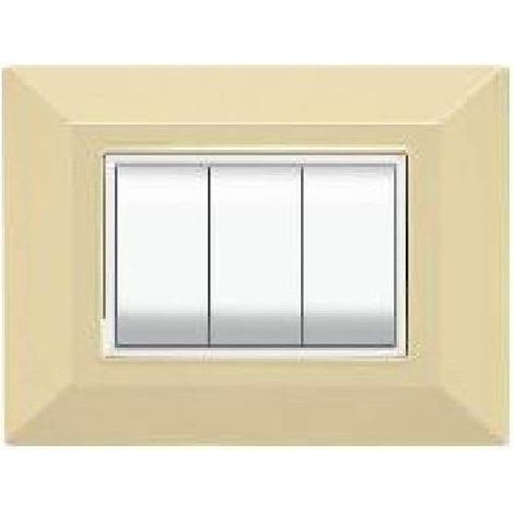 TrAdE Shop Traesio - Placca Placchetta Placchette Compatibili Per Serie Axolute Bticino Colorate Sq - Avorio -4 fori     -