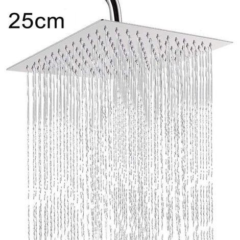 Square Shower Head 25x25cm Ultra-Thin High Pressure Adjustable Rain Shower Head (1/5)