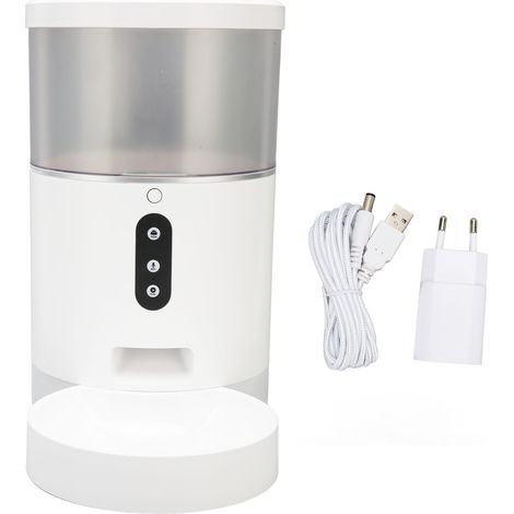 4L Distributeur connecté Wi-Fi pour animaux, chronométré automatique, gamelle chien chat, voix enregistrée, AC 100‑240V, prise UE, distributeur de nourriture (1/5)