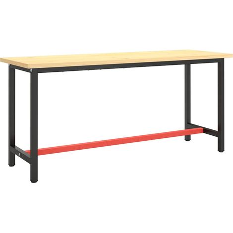 vidaXL Estructura banco de trabajo metal negro y rojo mate 170x50x79cm (1/2)