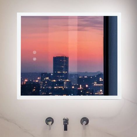 50cm x 60cm Rectangular LED Bathroom Mirror with Frosted edge Backlit Lights, Anti Fog (1/5)