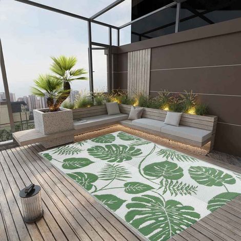 Tapis d'extérieur Terrasse Salon Cuisine - Tapis de jardin Vert 190x290 cm PP BV256028 - BonneVie (1/5)