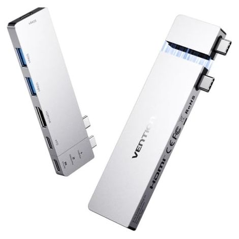 Docking USB Tipo-C Vention TPSHB/ 1xHDMI 4K/ 2xUSB/ 2xUSB Tipo-C/ 1xThunderBolt/ 1xUSB Tipo-C PD/ Gris