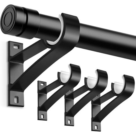 Alliage d'aluminiumSupports de tringle à rideaux, crochets décoratifs robustes pour tringle de 2,5 à 3 cm de diamètre, noir (lot de 4) (1/5)