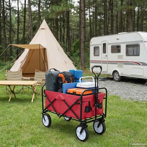 vidaXL  Folding Hand Trolley  Manual Red 94 x 53 x 99 cm Oxford Cloth (1/5)
