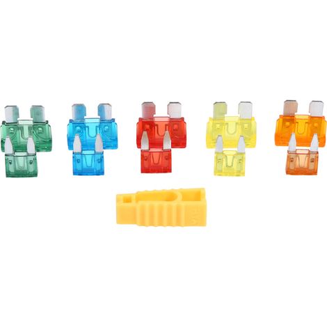 Packung mit 50 verschiedenen 5A-, 10A-, 15A-, 20A- und 30A-Flachsicherungen mit Klemmen, Standard-Minisicherungen für Autos (1/5)