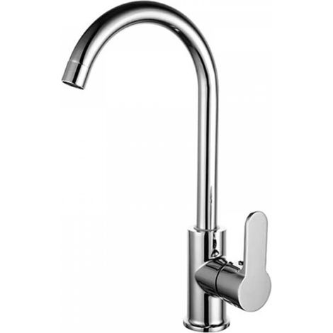 Robinet de cuisine robinet à poignée unique robinet en cuivre trou de purification d'eau chaude et froide section de robinet de lavabo, argent brossé à la main (1/5)