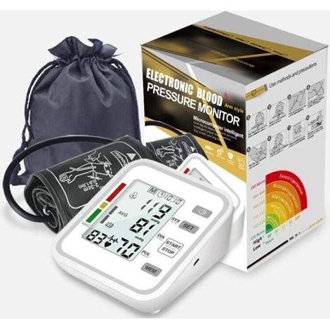 Tensiomètre électronique à bras entièrement automatique, commande vocale en anglais, pour usage domestique, argent (1/5)