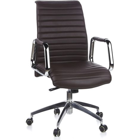 Fauteuil de Direction ASPERA 10 Cuir Marron/Chrome Fauteuil de Bureau Haut de Gamme, Dossier moyennement Haut (1/5)