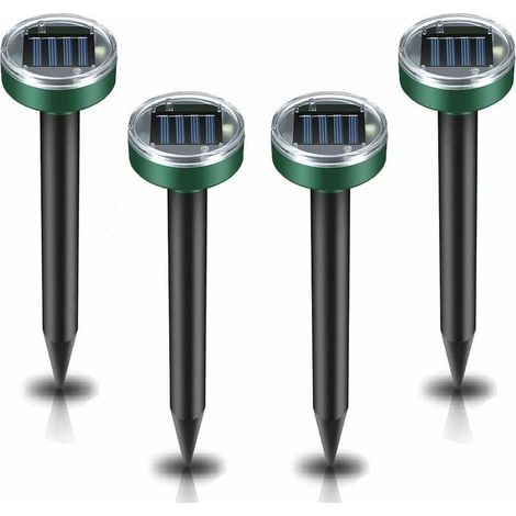 4er-Pack Professionelles solarbetriebenes Maulwurfabwehrgerät, Ultraschall-Maulwurfabwehrgerät, Anti-Maulwurfabwehrgerät, solarbetriebenes Maulwurfabwehrgerät für Maulwürfe, Schlangen, Wühlmäuse, Tasc (1/4)