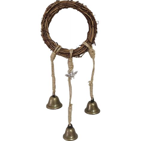 Clochette Sorcière - Suspension Porte Décorative en Branches et Métal - Pour Intérieur Boho - 1 Pièce (1/5)