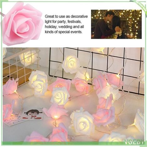 Guirlande lumineuse - FAFEICY - 3 mètres - 20 LED - Rose - USB rechargeable (1/5)
