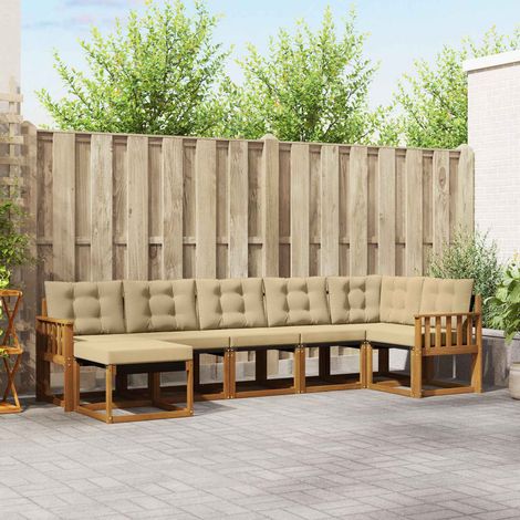 Outdoor-Sofagarnitur mit Kissen 7 pcs Natur und Beige