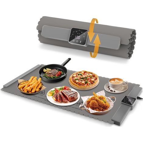 Chauffe-Plat Électrique en Silicone Gris 56x38cm