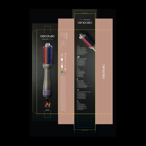 Cecotec Cepillo de Aire Voluminizador CeramicCare i-Unique. 1000W, Tecnología de Infrarrojos, Revestimiento de Cerámica, 2 Veloc