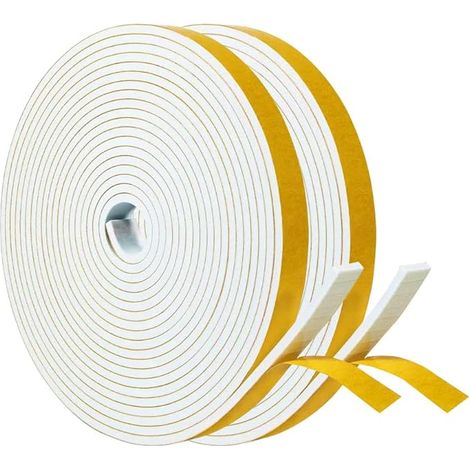 Window Insulation Seal - Door Entry Seal Foam Rubber 9mm (W) x 3mm (H) x 10m (L) - Anti Cold and Noise Isolating - Shock Proof for Corner Cupboard, White (1/5)