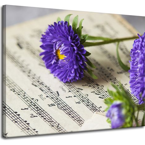Leinwanddruck „Musikblume auf der Partitur“ 100x80