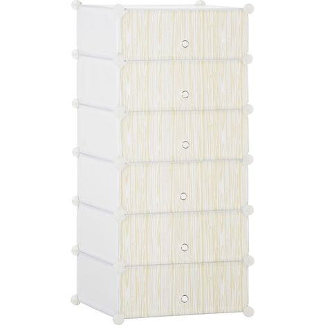 Furniture to shoes modulable, unit of storage composed of 6 cubes in plastic stackable, 49 x 36,5 x 108 cm, white (1/5)