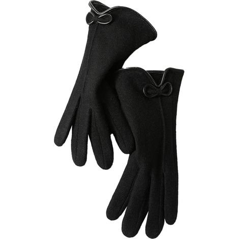 Gants Chauds Hiver - Compatible Écrans Tactiles - Pour Femme - Taille Unique - Noir Gris Rouge (1/5)