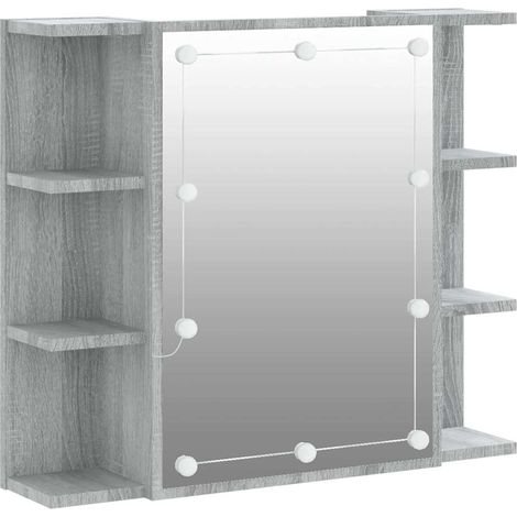 Mobile a Specchio con LED Grigio Sonoma 70x16,5x60 cm (1/5)