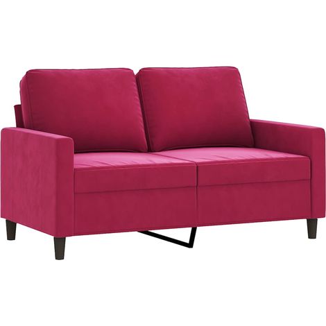 Canapé  Sofa à 2 places Rouge bordeaux 120 cm Velours (1/5)