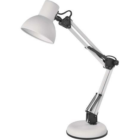 EMOS Design Schreibtischlampe mit Gelenkarm LUCAS, E27-Fassung, Metall Nachttischlampe mit Netzkabel, weiß, Z7609W (1/5)