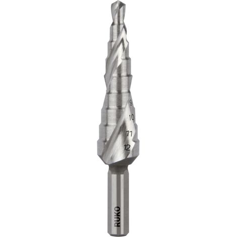 RUKO Stufenbohrer HSS spiralgenutet mit Kreuzanschliff 9 Stufen Ø 4 - 12 mm - 101050-9/RUKO (1/5)