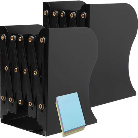 Serre Livre Métal Rétractable, pour Étagère, Bureau, Noir, 2 Pièce (1/5)