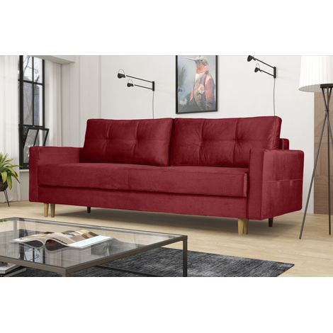 Modernes Sofa Floro - 3-Sitzer mit Schlaffunktion Rot (1/3)