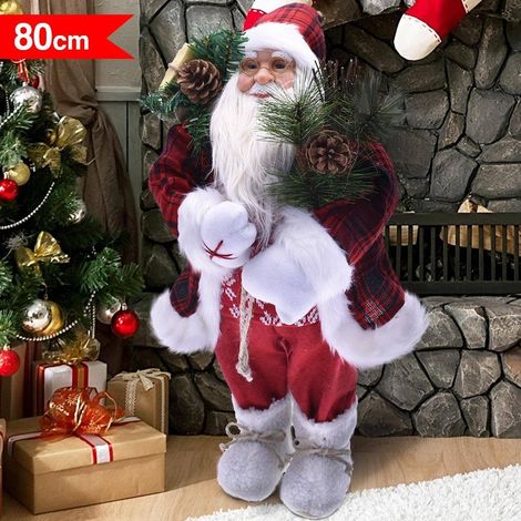 TRADE SHOP - Babbo Natale Elegante 80cm In Plastica Vestiti In Tessuto Decorazione Natalizia - (1/3)