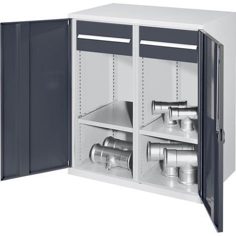 Kappes Schwerlast-Beistellschränke mit Mitteltrennwand 1110x1000x600mm Vollblechtüren Modell 77 anthrazitgrau