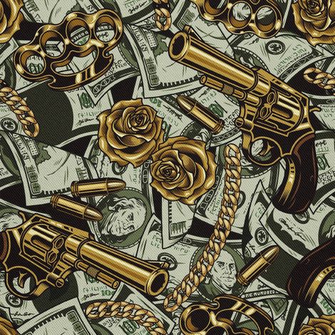 Tela decorativa para exteriores Oxford - motivo de armas y rosas - dorado I DX677 (1/5)