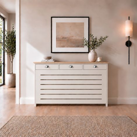 Galiflo Cream Radiator Cover with Storage Drawer 1500 x 815mm Large (1/4)