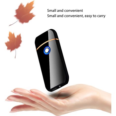 Briquet électrique rechargeable USB double face anti-vent sans flamme noir, clé allume-feu extérieur (1/5)