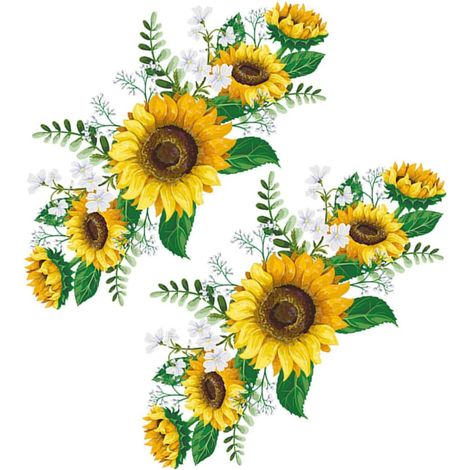 Lot De 2 Autocollants Muraux Tournesol Pour Carrelage Murs Verre Décoration D'intérieur Jaune Et Vert (1/5)