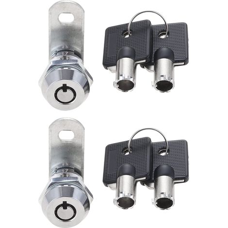 Lot de 2 verrous à came tubulaires de 1.6 cm avec 4 clés, serrure de sécurité pour boîte aux lettres, tiroir, armoires, camping-car, distributeurs automatiques, ATM (17 mm, clés identiques) (1/5)