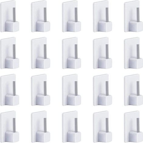 Paquete de 20 ganchos adhesivos para cortinas – PVC y metal – 2,8 cm de largo – Se adhieren a superficies lisas – Fácil instalación (1/4)