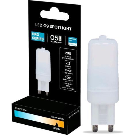 V-TAC PRO Faretto LED G9 2,2W - Chip Samsung, luce 6500K, 300° (SKU 20487 - VT-11033)