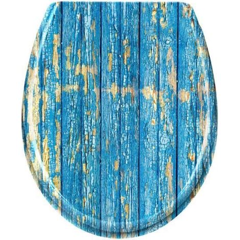 Abattant WC avec Frein de Chute - UISEBRT - Universel - Bleu - Duroplast, Alliage de chrome ABS