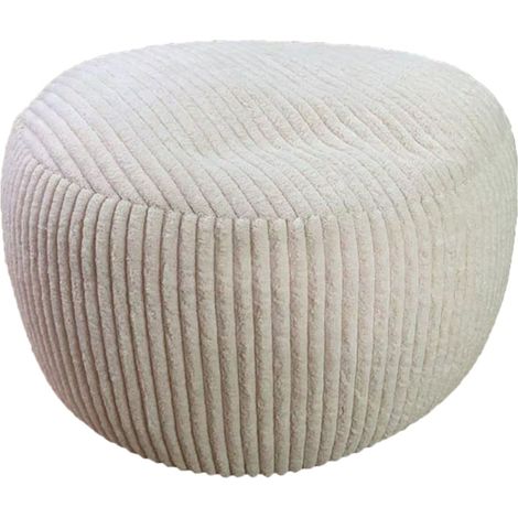Pouf Relaxdays, corda, HxP: 35 x 50 cm, imbottitura in polistirolo, cuscino rotondo da terra, hocker, pouf, beige